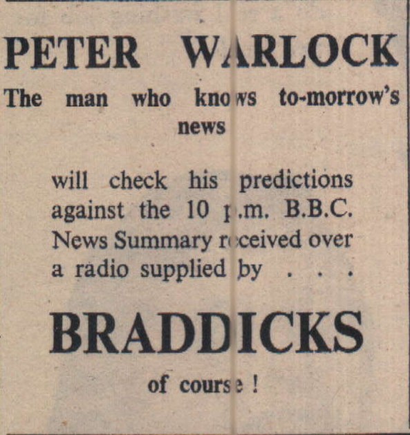 16.5.1952 Bideford news predictions Braddicks