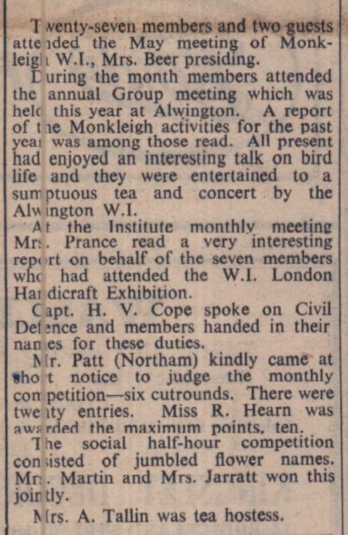 16.5.1952 Monkleigh wi