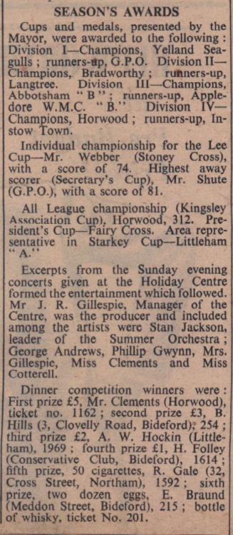2.5.1952 Bideford skittles league dinner2