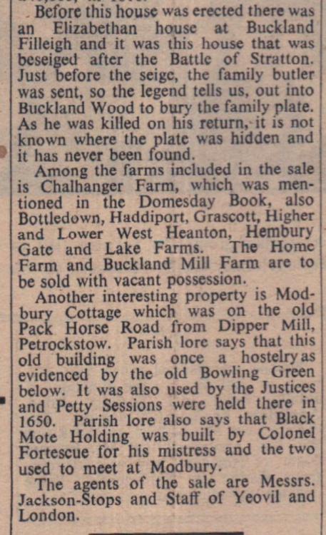 2.5.1952 Buckland Filleigh Estate Browne