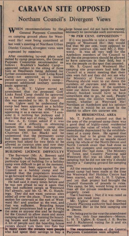 2.5.1952 Westward Ho caravan sites