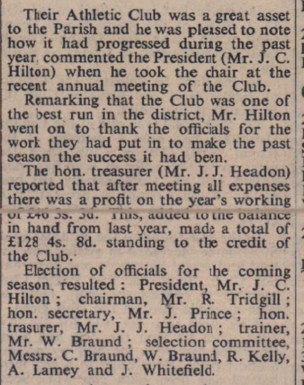 23.5.1952 Clovelly Athletic Club