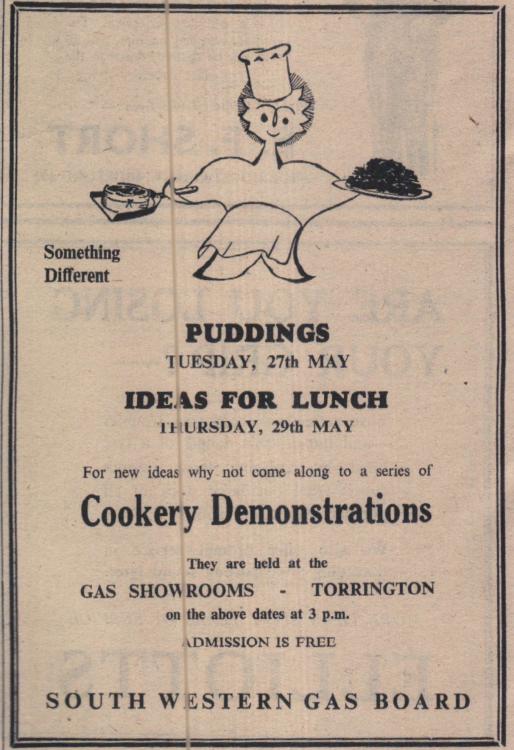 23.5.1952 Torrington gas cookery demonstration