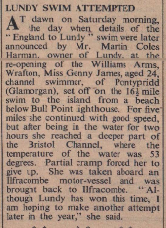 30.5.1952 Lundy swim