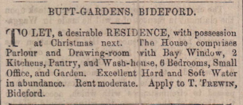 Nov 1871 Buttgarden Bideford