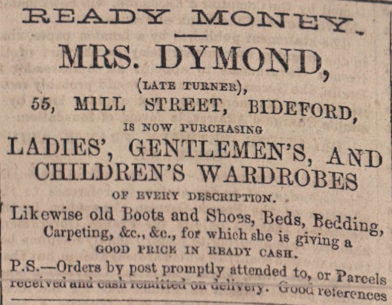 Nov 1871 Mrs Dymond Bideford