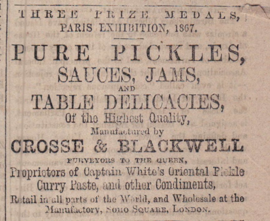 Oct 1871 Crosse and Blackwell