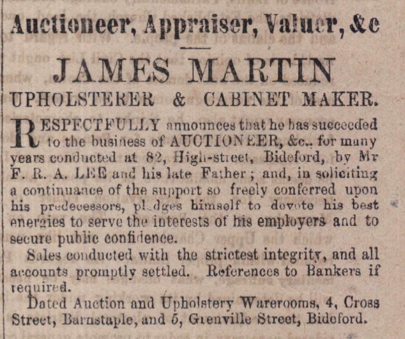 Oct 1871 James Martin auctioneer