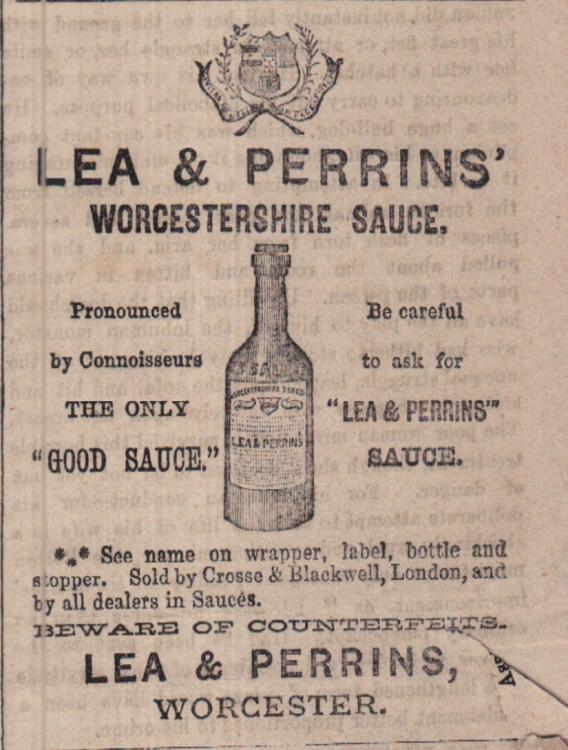Oct 1871 Lea and Perrins Worcester shopping