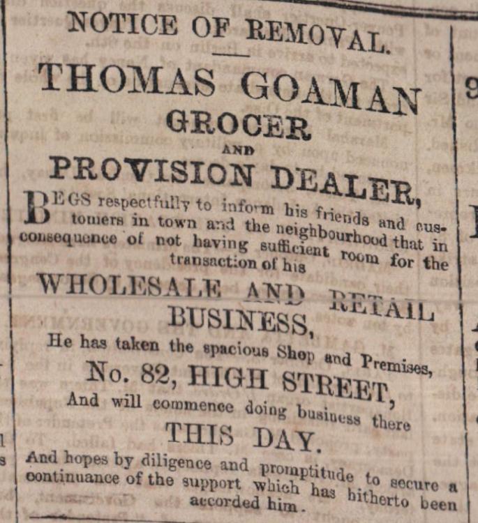 Oct 1871 Thomas Goaman