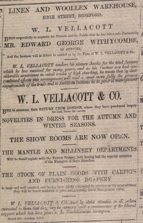 Oct 1871 Vellacott Bideford