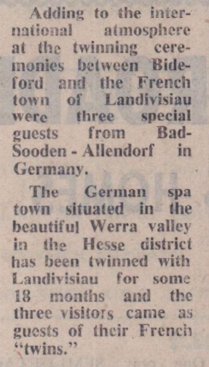 10.9.1976 twinning German link Bideford Landivisiau
