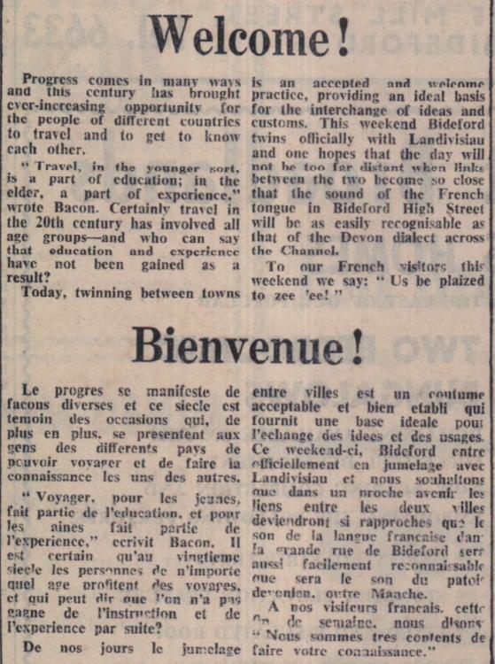 3.9.1976 twinning Bideford Landivisiau